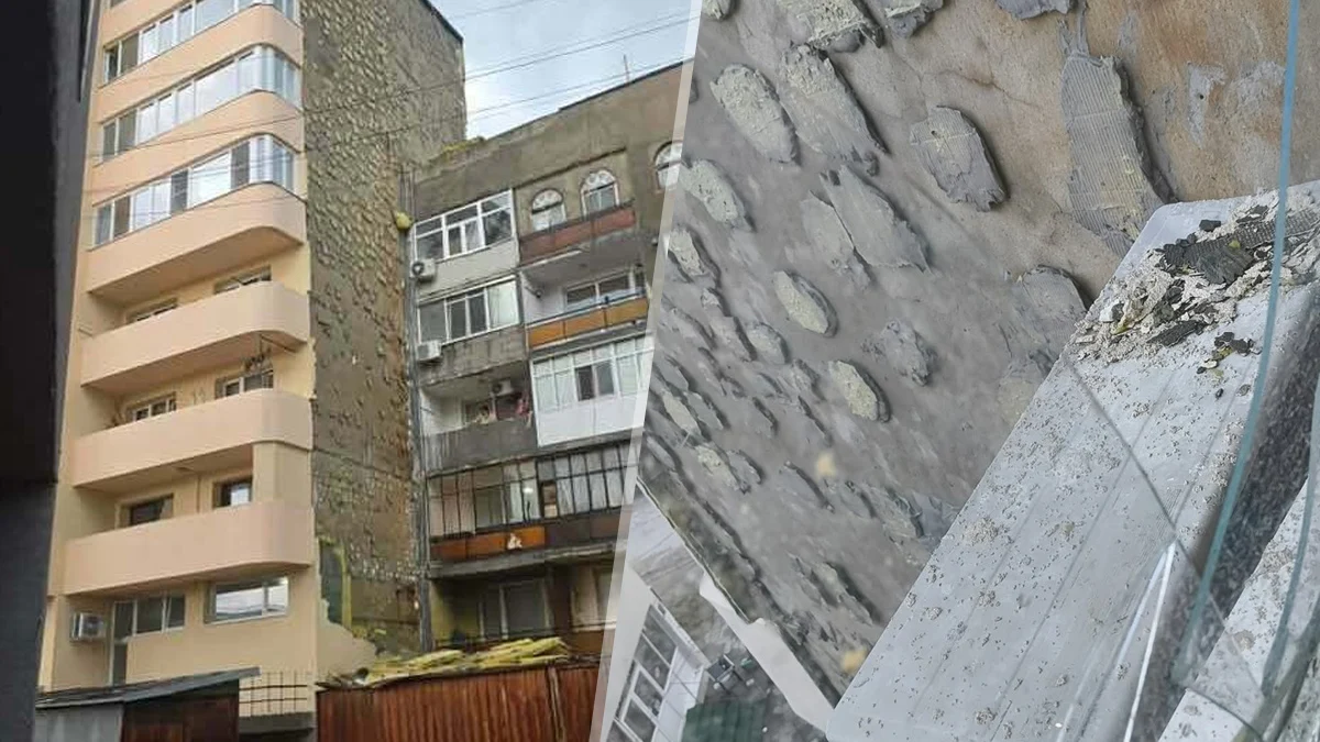 Бурята срути фасадата на обновен блок в Тутракан